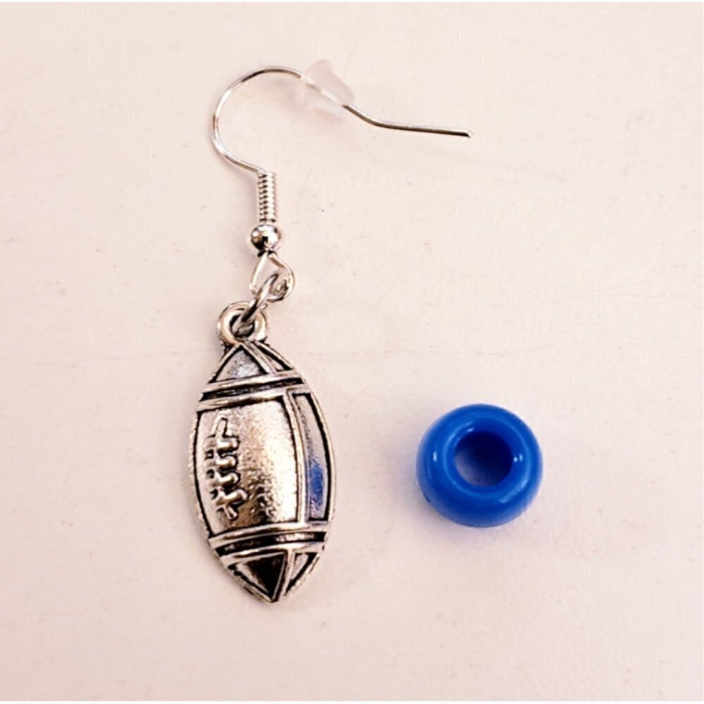 Handmade Small Lightweight Silver Football Earrings - Picture 3 of 3